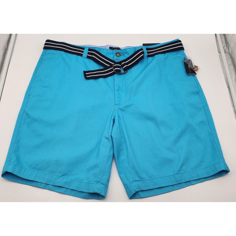 Club Room Estate Shorts Mens 40 Clear Skies Blue Flat Front Belted NWT Pockets
